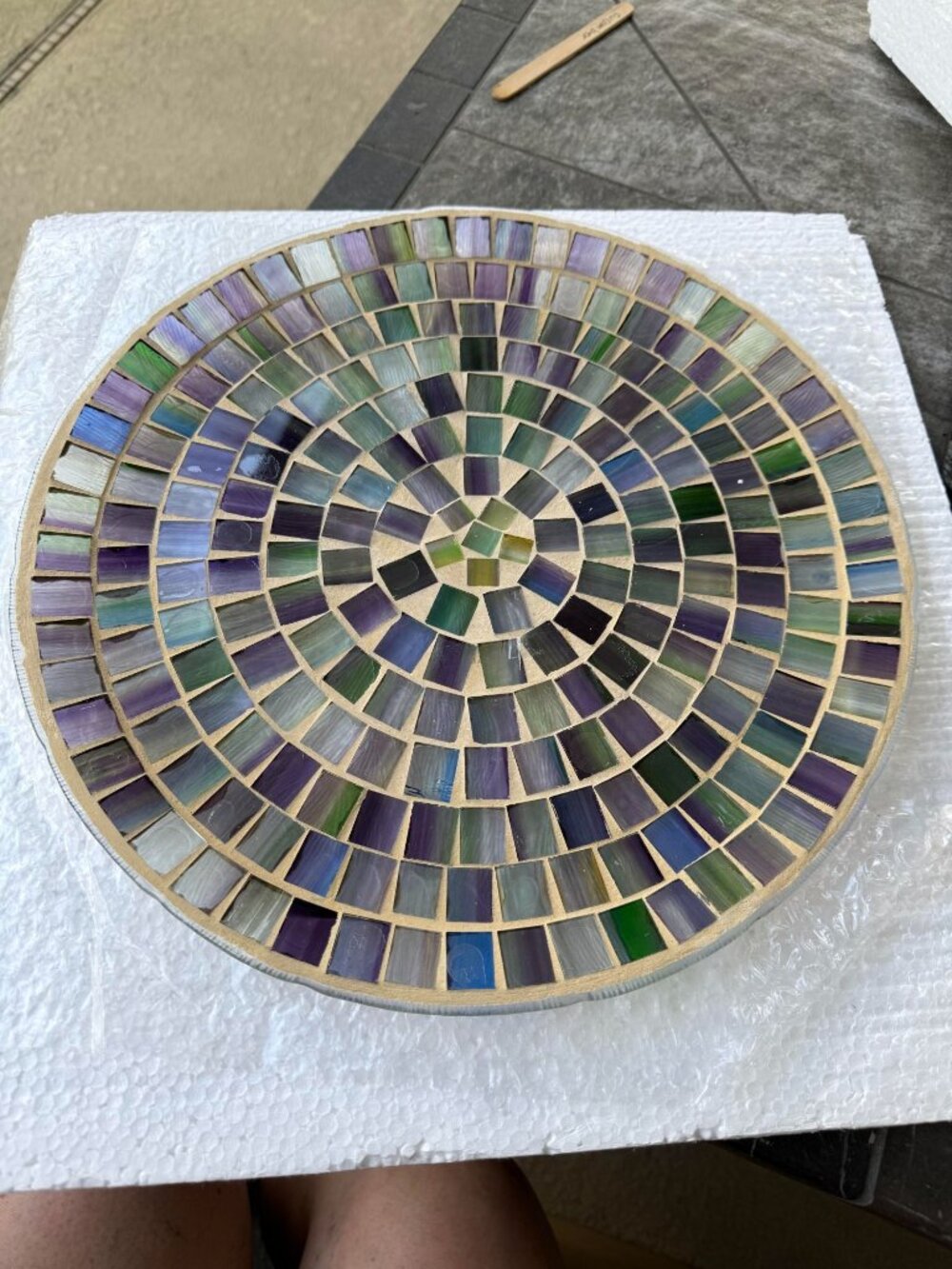 Home Interiors Mosaic Glass Decorative Plate In Purple & Green Tones